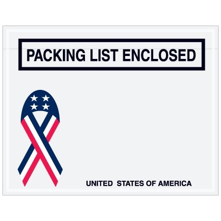 Bsc Preferred 7 x 5-1/2'' U.S.A. Ribbon ''Packing List Enclosed'' Envelopes, 1000PK PL467